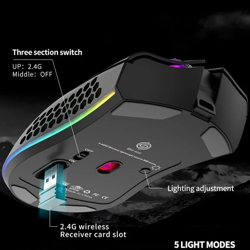 BM600 RGB Hybrid Gaming Mouse for PC